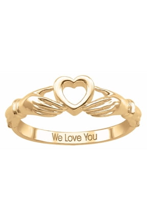 Personalized 14k Gold Claddagh Ring With Custom Engraving by Jewelster