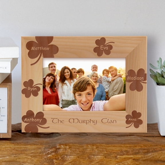 Personalized Clan Picture Frame, Custom Family Frame, Wooden Picture Frames, Custom Photo Frame, Gift Ideas For Family, Engraved Picture Frame-6" x 4" Brown Horizontal