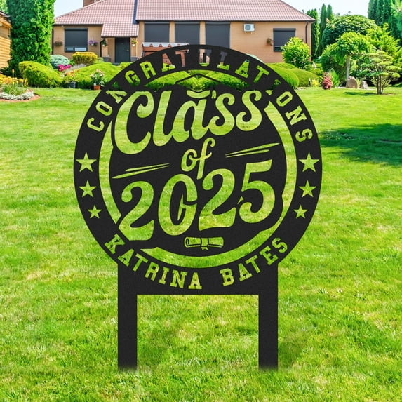 Personalized Class of 2025 Decorations, Graduation Yard Sign, 2025 Graduation Gifts Metal Signs Customized, Metal Yard Art Garden Sign with Stakes for Outdoor Grad Congrats Party Decor Gift Color08