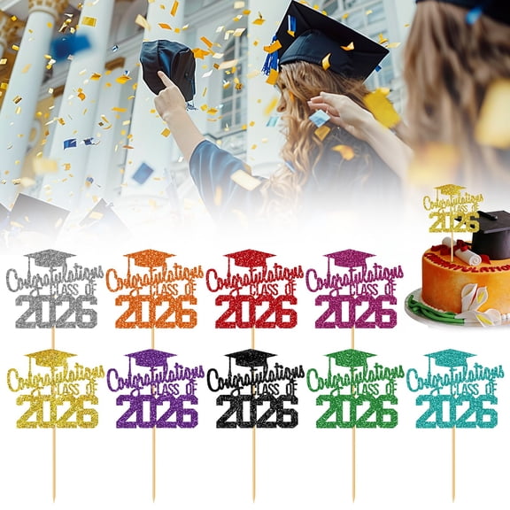 Personalized Class of 2026 Graduation Cake Topper, Glitter Congrats Grad Party Decoration for High School & College