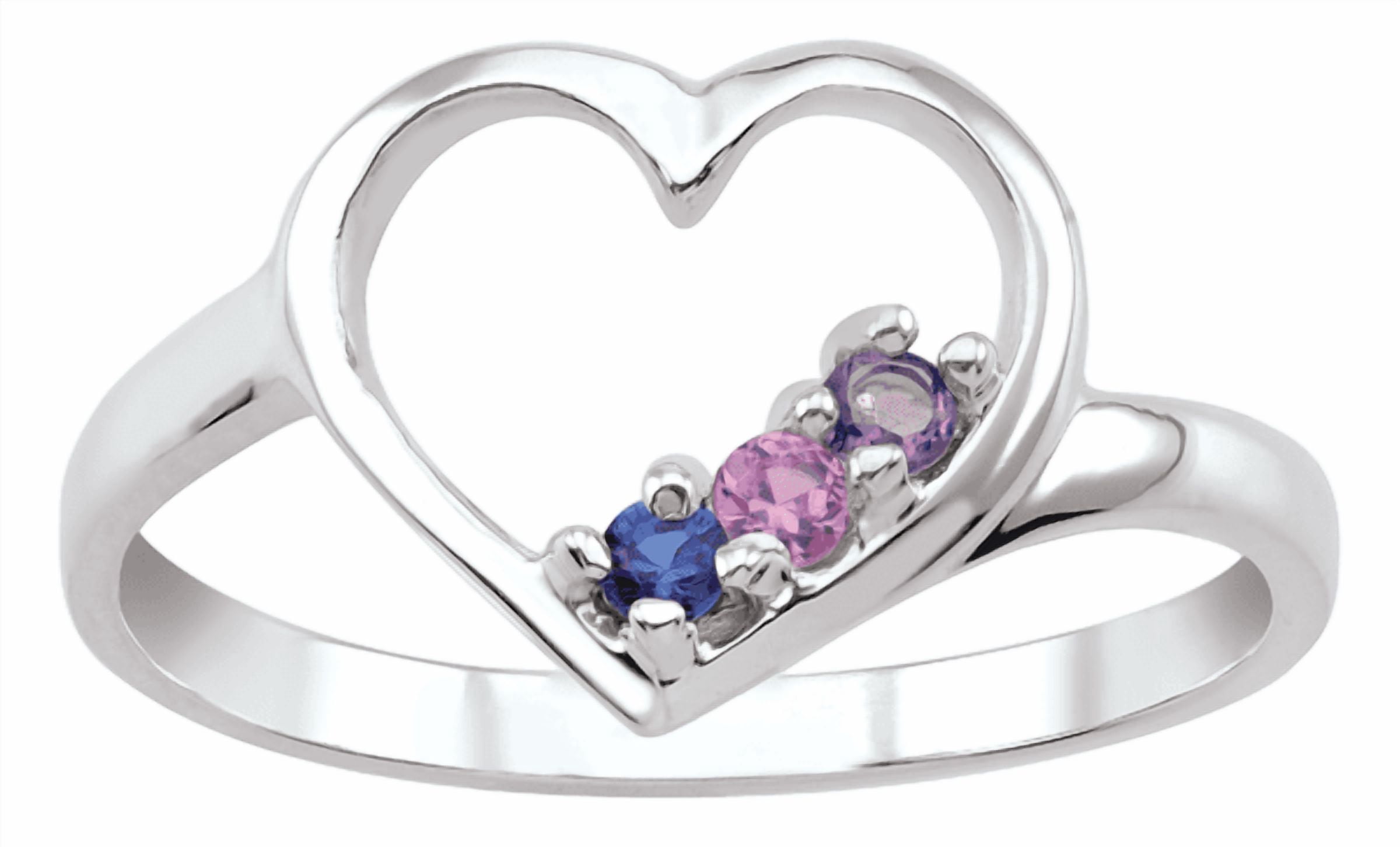 Personalized Classic heart shape birthstone ring by Jewelster