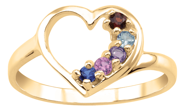 Personalized Classic heart shape birthstone ring by Jewelster