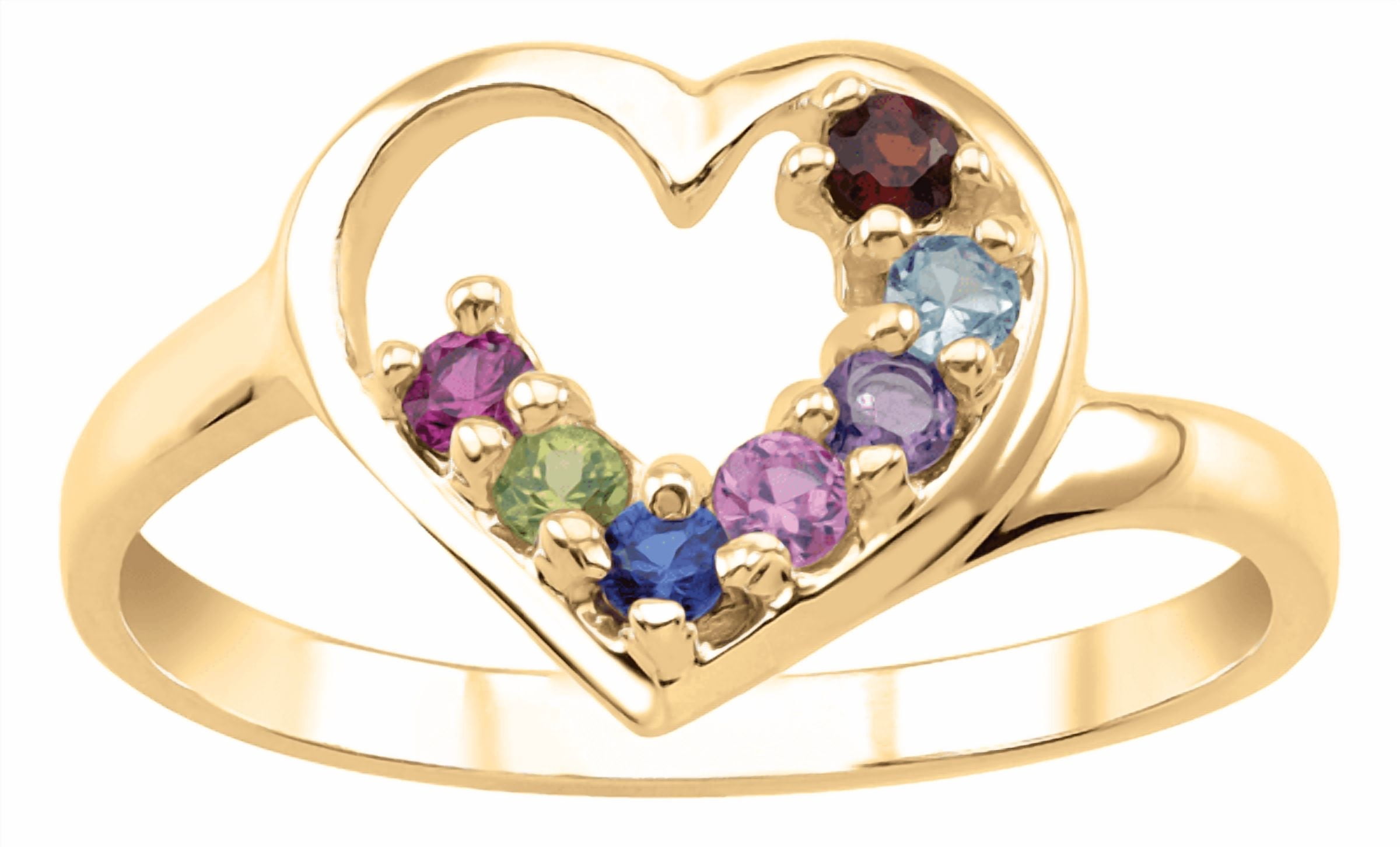 Gold Plated Sterling Silver Personalized Heart Shape Birthstone Ring by Jewlster