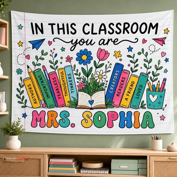 Personalized Classroom Tapestry Banner - Welcome Back to School Decor