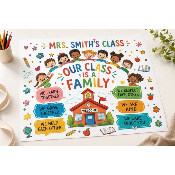 Personalized Classroom Tapestry – Class Family Wall Decor, Schoolhouse Rules