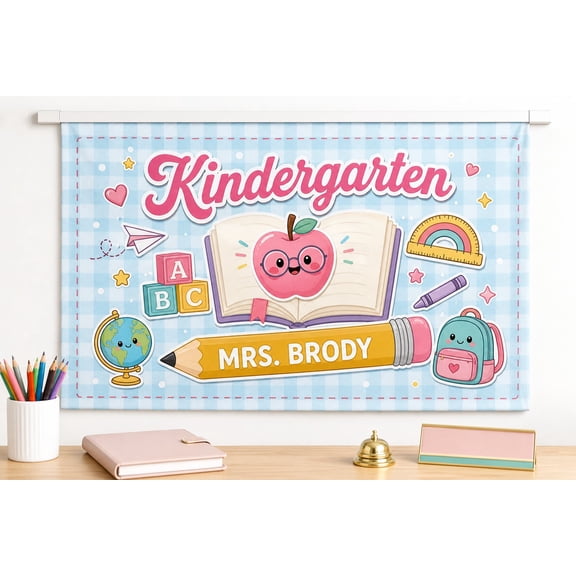Personalized Classroom Tapestry Custom Teacher Name Banner Kindergarten Decor