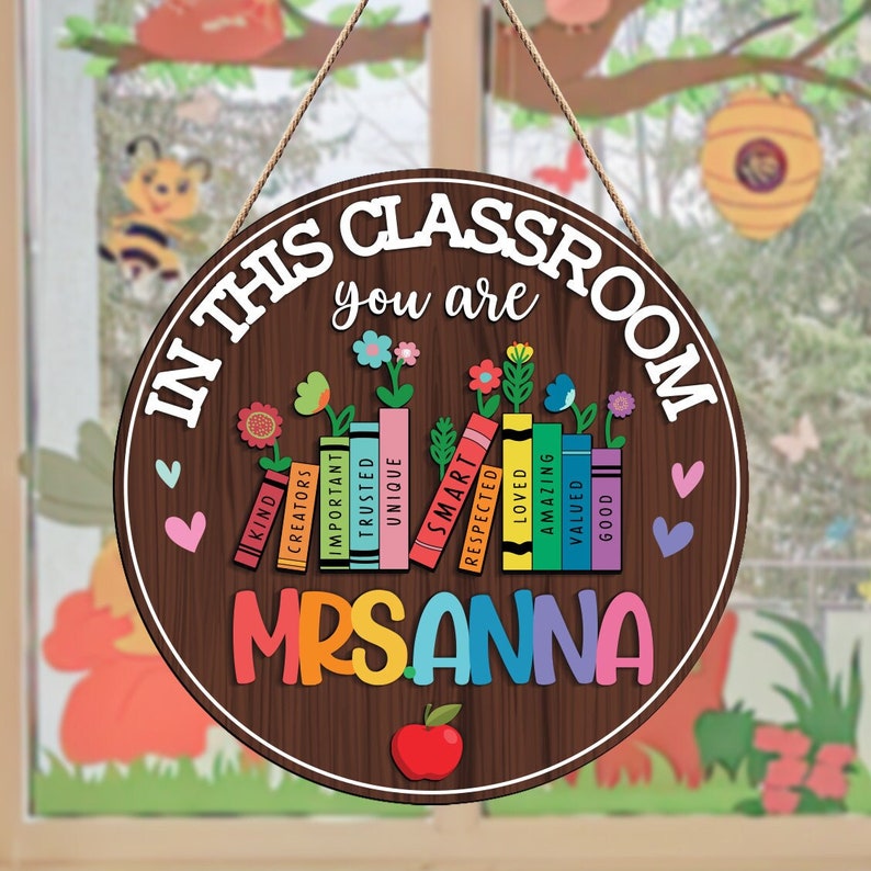 Personalized Classroom Wooden Sign – Teacher Door Sign & Appreciation ...