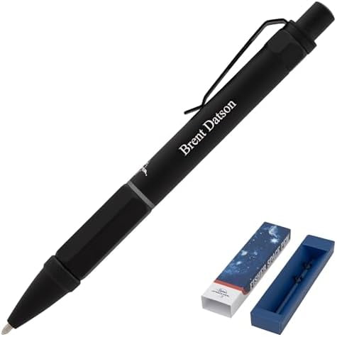 Personalized Clutch Fisher Space Pen Black Anodized Aluminum Barrel Custom Silver Engraving, Medium Point Black Ink, Writes in Extreme Conditions Ideal Gift for Engineers and Field Professionals