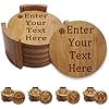 Personalized Coasters Wedding- Natural Bamboo Custom Coasters Set for Drink
