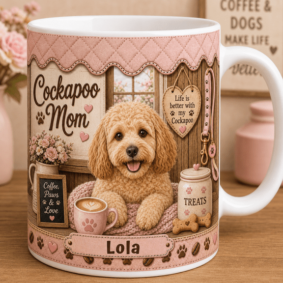 Personalized Cockapoo Ceramic Coffee Mug Dog Mom Gift 11oz 15oz