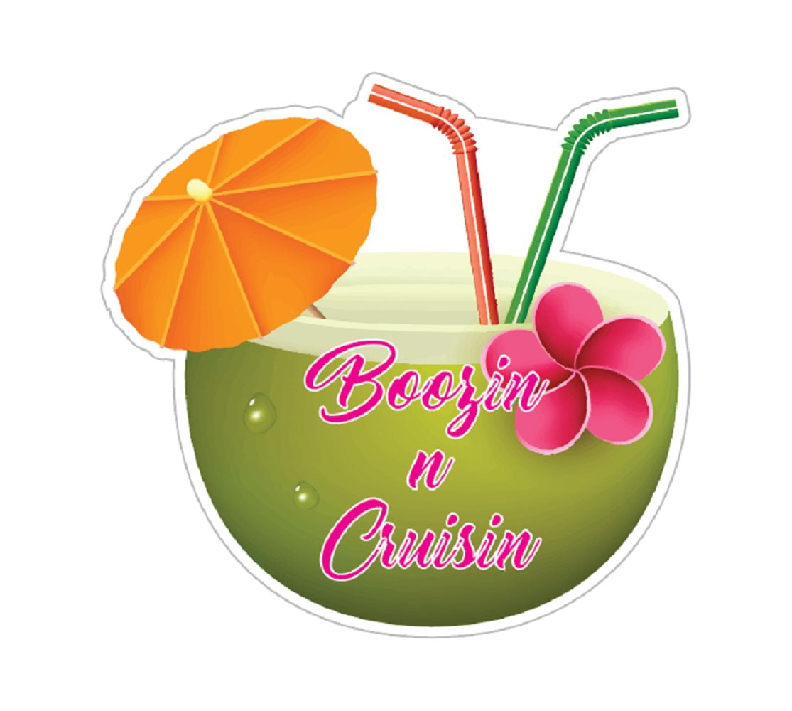 Personalized Coconut Drink with Pink Flower Decoration for your