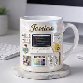 Personalized Coding Mug, Custom Programmer Gift, Developer Coffee Mug, HTML JS Tech Lover Gift with Name