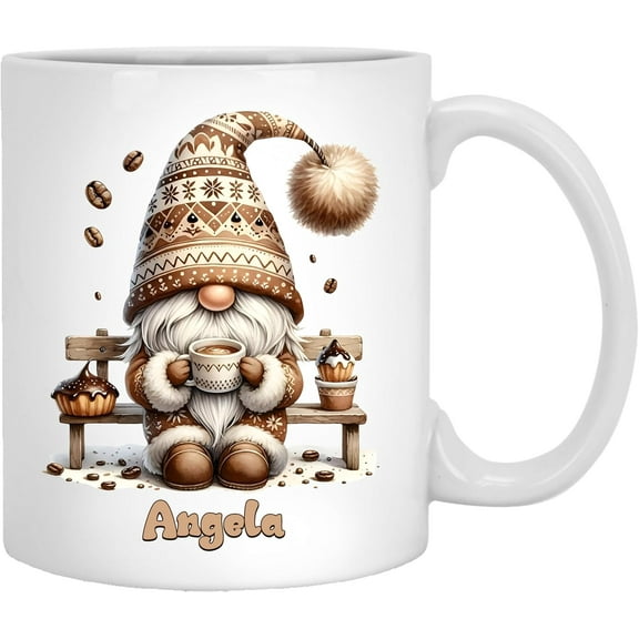 Personalized Coffee Gnome Ceramic Cup - Cute Gnome Coffee Mug - Customization Fall Coffee Mug - Pumpkin Cup For Thanksgiving, Halloween, Christmas, Birthday - Autumn Mugs For Men, Women, Lady, Friend