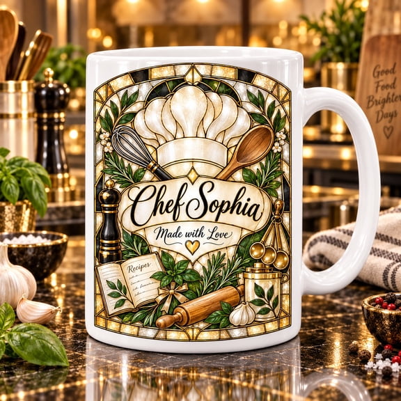 Personalized Coffee Mug, Chef Hat Cooking Design
