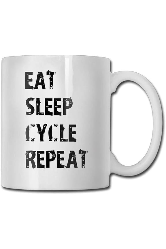 Personalized Coffee Mug Eat Sleep Cycle Repeat Ceramic Mug 11-Ounce