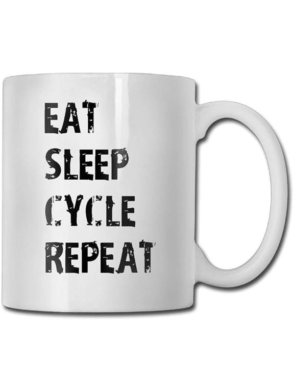 Personalized Coffee Mug Eat Sleep Cycle Repeat Ceramic Mug 11-Ounce