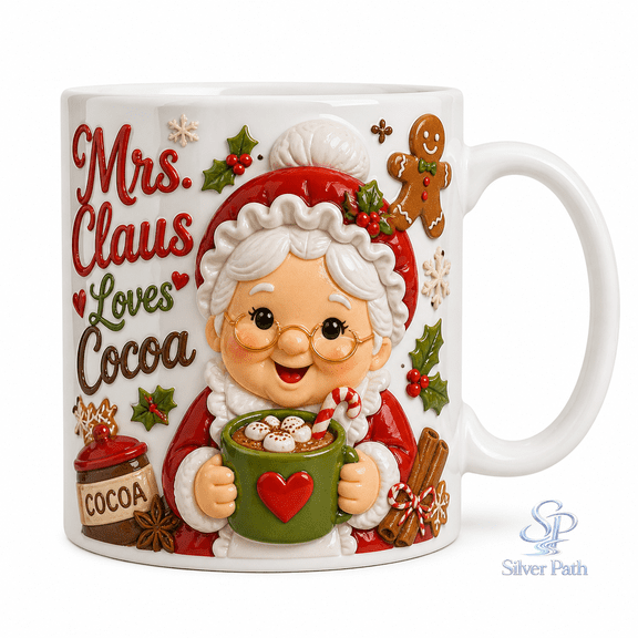 Personalized Coffee Mug Mrs Claus Loves Cocoa Christmas Ceramic for Festive Cocoa Coffee Lovers