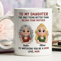 Personalized Coffee Mug for Daughter from Mom – Custom Ceramic Coffee Mug Cartoon Design - Birthday Gift Happy Mothers Day