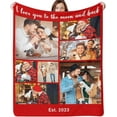 thumbnail image 1 of Personalized Collage Throw Blanket with Photo Text, Customized Picture Collage Throw Blanket for Birthday Customized Picture Bed Blanket for Boyfriend Girlfriend Anniversary Blankets, 1 of 5