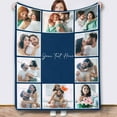 thumbnail image 1 of Personalized Collage Throw Blanket with Photo Text, Customized Picture Collage Throw Blanket for Birthday Customized Picture Bed Blanket for Boyfriend Girlfriend Anniversary Blankets, 1 of 5
