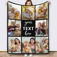 thumbnail image 1 of Personalized Collage Throw Blanket with Photo Text, Customized Picture Collage Throw Blanket for Birthday Customized Picture Bed Blanket for Boyfriend Girlfriend Anniversary Blankets, 1 of 5