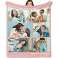 thumbnail image 1 of Personalized Collage Throw Blanket with Photo Text, Customized Picture Collage Throw Blanket for Birthday Customized Picture Bed Blanket for Boyfriend Girlfriend Anniversary Blankets, 1 of 5
