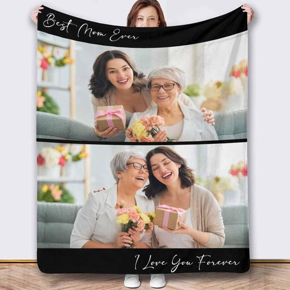 Personalized Collage Throw Blanket with Photo Text, Customized Picture Collage Throw Blanket for Birthday Customized Picture Bed Blanket for Boyfriend Girlfriend Anniversary Blankets