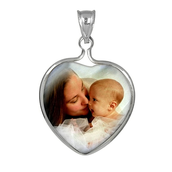 Personalized Color Photo Charm. Heart Frame Mother of Pearl