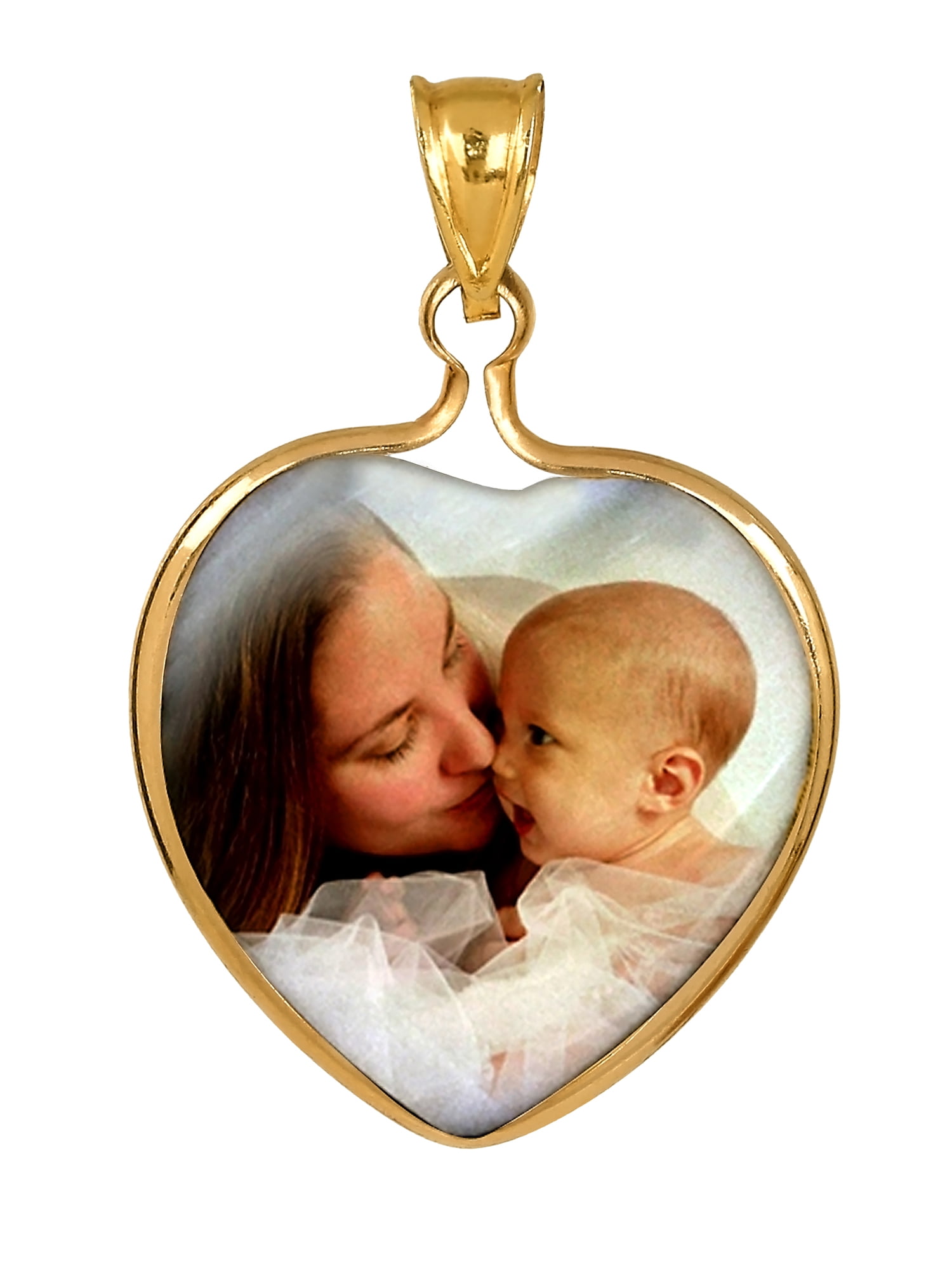 Personalized Color Photo Charm. Heart Frame Mother of Pearl