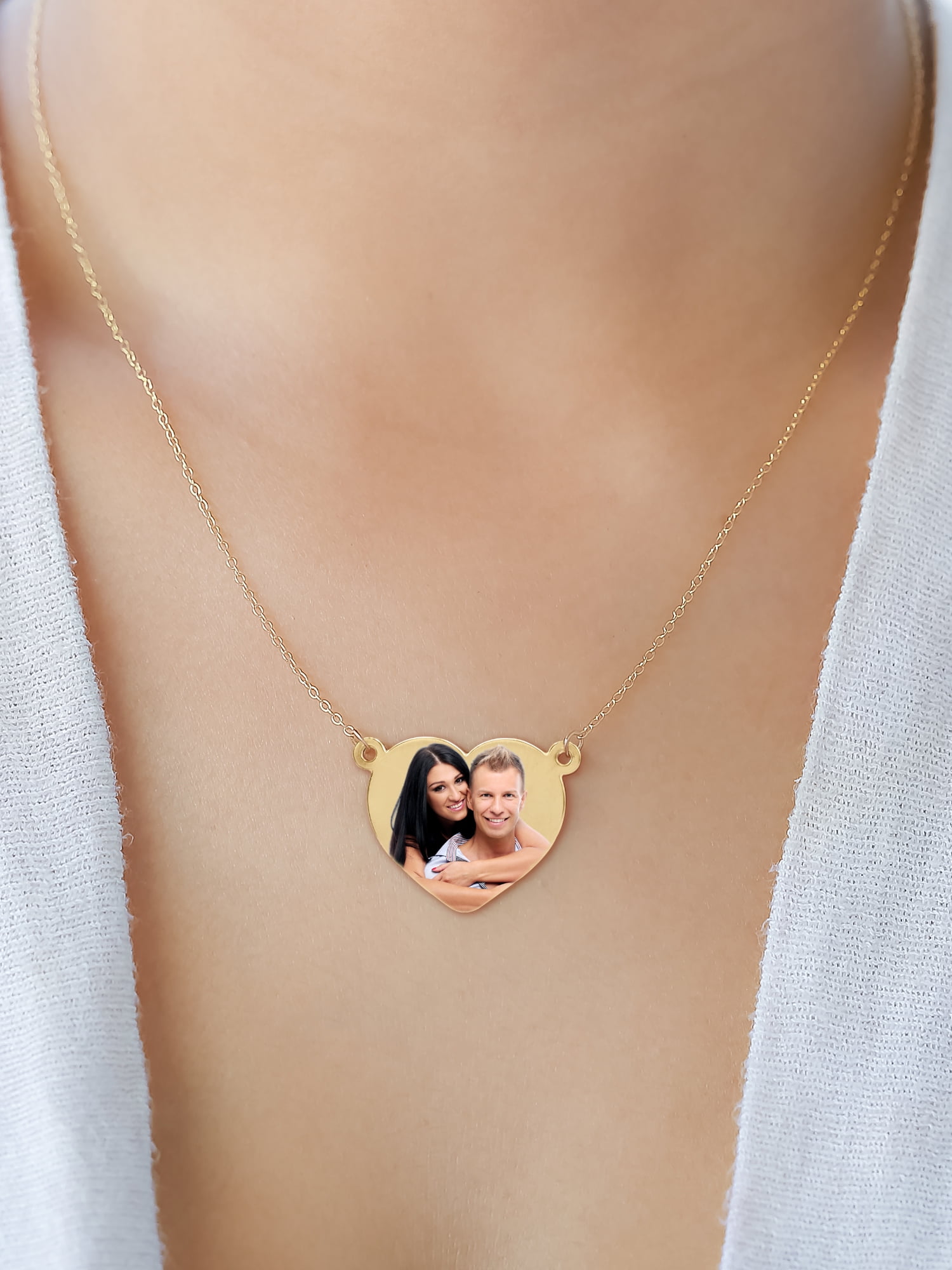 Personalized Color Portrait Necklace. Heart Shaped
