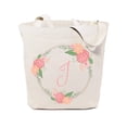 thumbnail image 1 of Personalized Colored Monogram Floral Cotton Canvas Tote Bag, 1 of 3