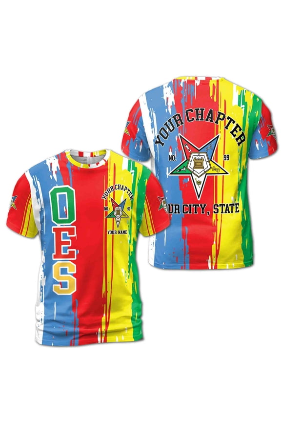 Personalized Colorful Order Of The Eastern Star OES Pentagon Down T-shirt S-5XL