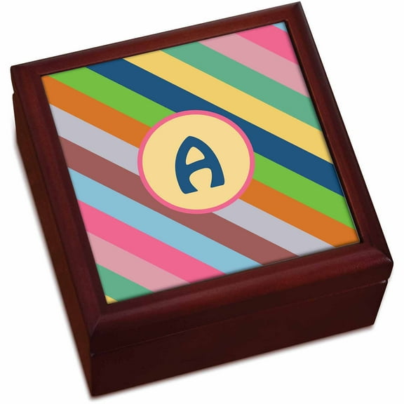 Personalized Colorful Stripes Keepsake Box