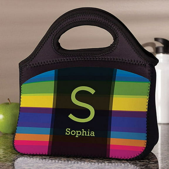 Personalized Colorful Stripes Lunch Bag