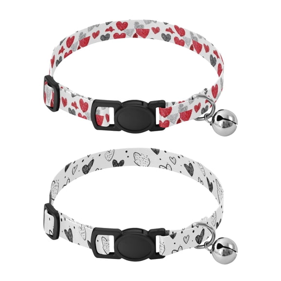 Personalized Comfortable Soft Pet Collar With Bell Design For Dogs Cats Hand-drawn Hearts Hand-drawn Hearts with Dots