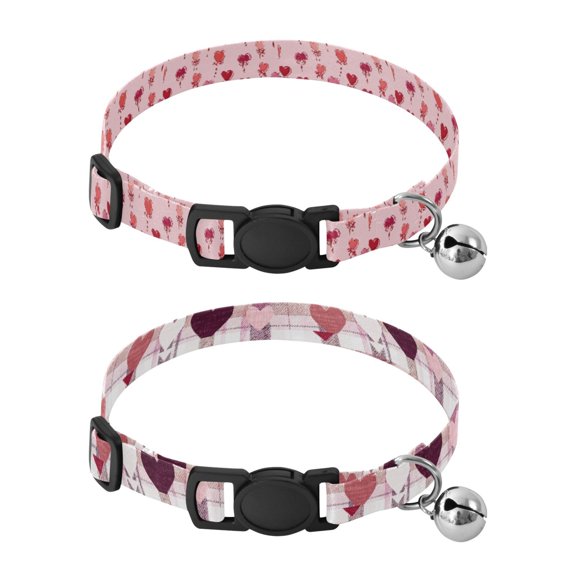 Personalized Comfortable Soft Pet Collar With Bell Design For Dogs Cats Heart-shaped Lollipops with Bows Heart-shaped Grid