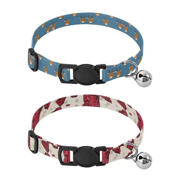 Personalized Comfortable Soft Pet Collar With Bell Design For Dogs Cats Simple Design Seamless Pattern with Red Bows