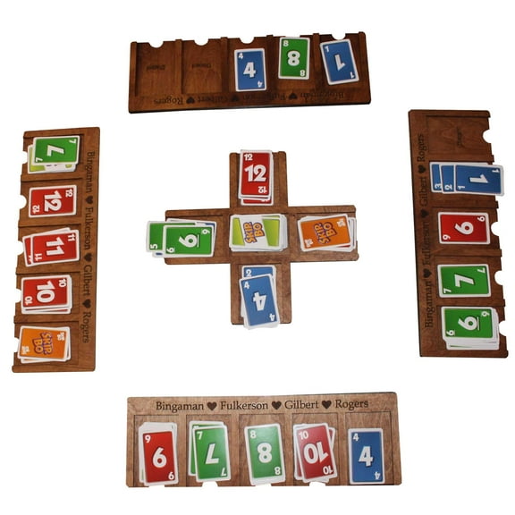 Personalized Compatible with SKIPBO Card Game Player Organizers - Compatible with SKIPBO Game Board - Personalized Compatible with SKIPBO Gameboard | Complete set - 4 Player Trays + 1 Center Console