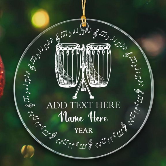 Personalized Conga Drums Ornaments Gift for Band Members Men Women, Drum Lover Xmas Ornament 2025, Conga Drums Musical Instrument Ornaments Christmas, Custom Name Conga Drum Player Ornament