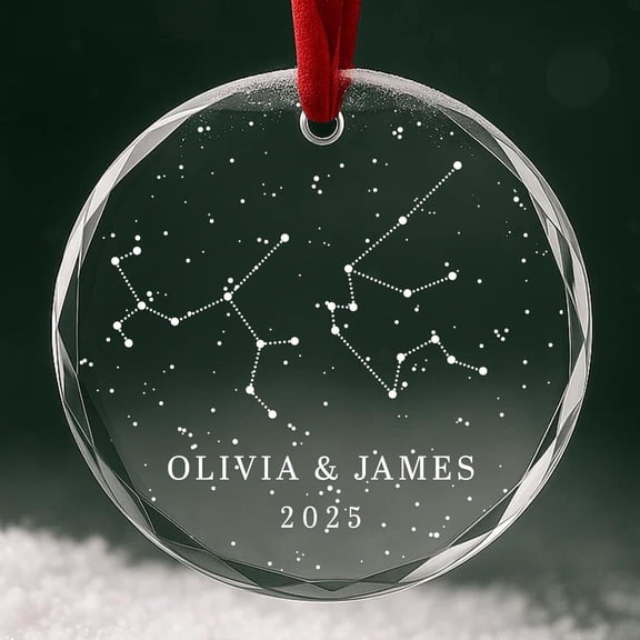 Personalized Constellation Couple Glass Ornament | Custom Star Map Christmas Keepsake, Wedding or Anniversary Gift