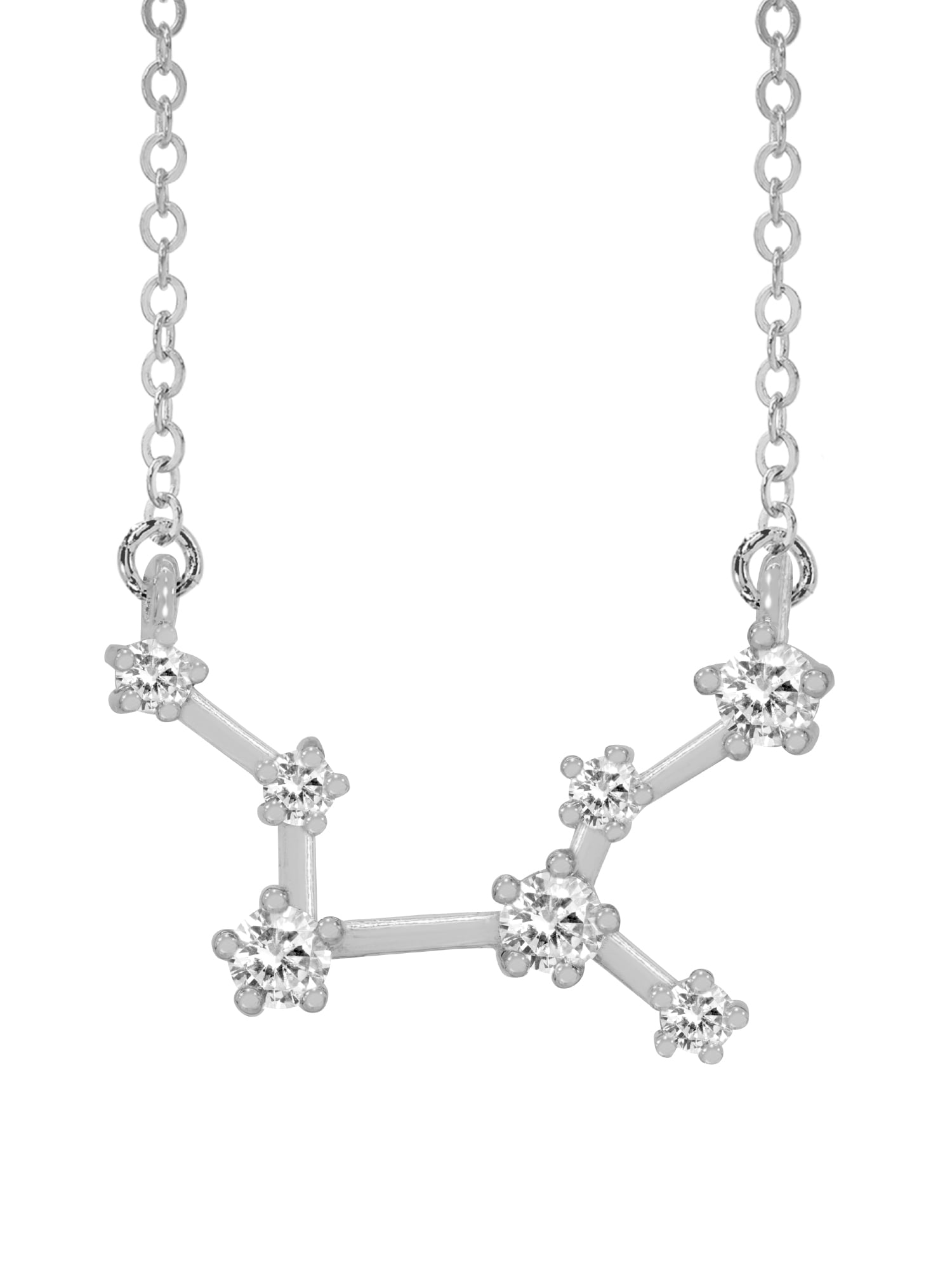 Personalized Constellation Necklace with Cubic Zirconia with 18-inch Link chain in Sterling Silver or 14K Gold Plated Sterling Silver