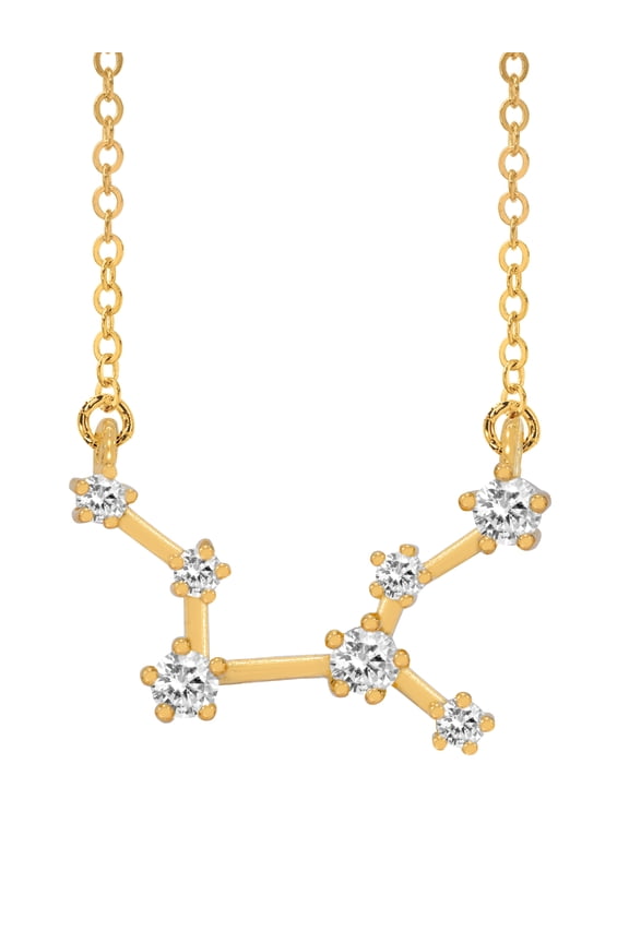 Personalized Constellation Necklace with Cubic Zirconia with 18-inch Link chain in Sterling Silver or 14K Gold Plated Sterling Silver
