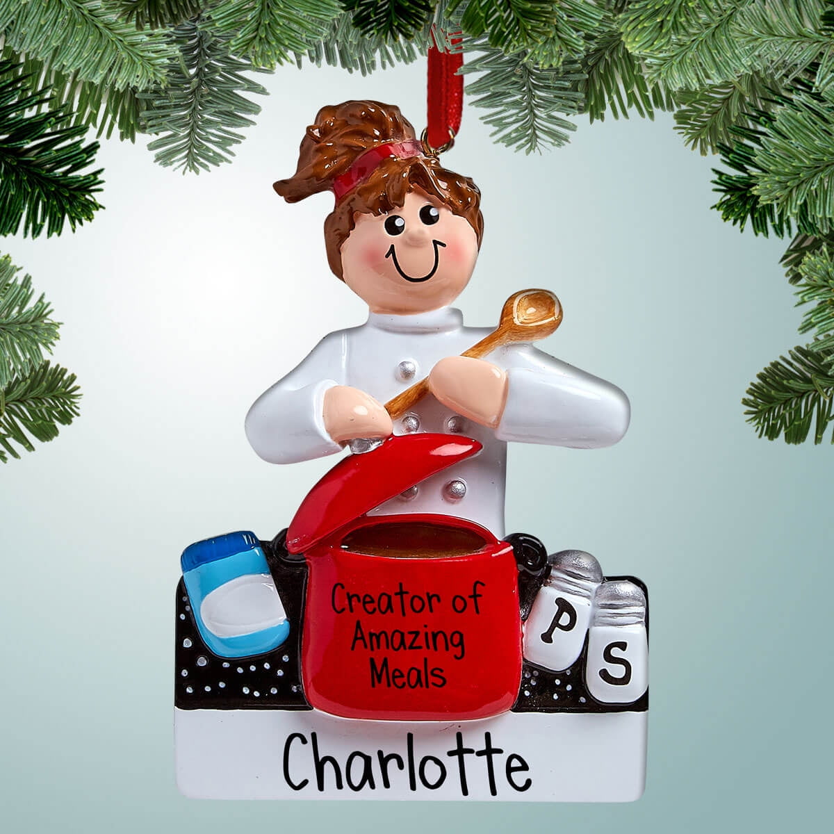 Custom Cook Personalized Cook with Red Pot Christmas Ornament - Cooking - Gifts for ...