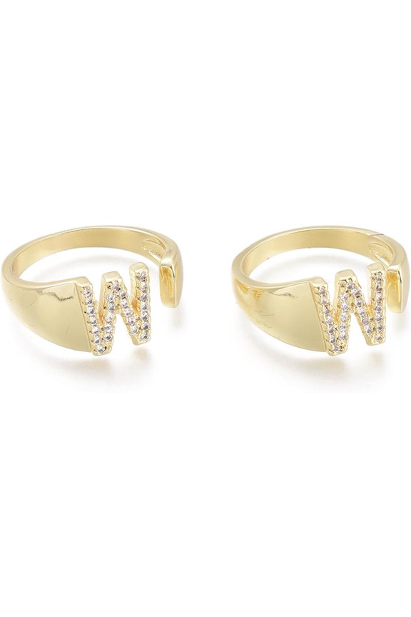 Personalized Copper and Zirconia Monogram Ring 18K Genuine Gold Plating Fashionable Choice For Women Golden