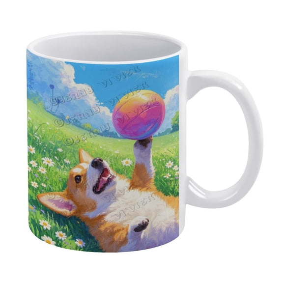 Personalized Corgi Coffee Cup - 11 oz White Ceramic Mug for Gifts