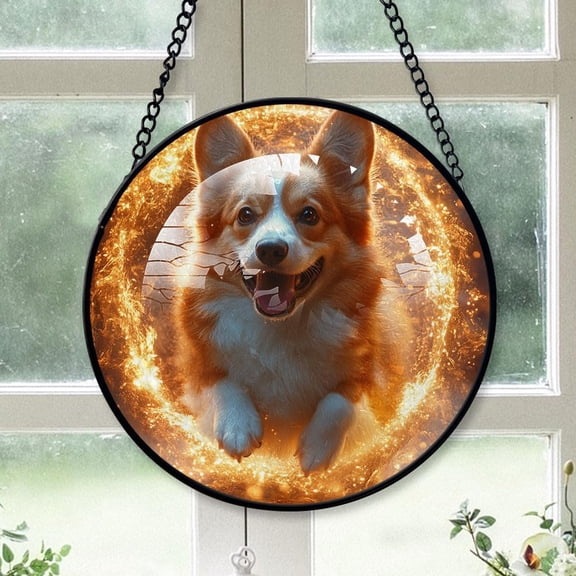 Personalized Corgi Suncatcher Stained Glass, Corgi Stained Glass Window Hanging Corgi Sun Catchers Indoor Window Dcor y2qxyO (Corgi 7)