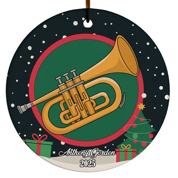 Personalized Cornet Christmas Ornaments, Gifts for Cornet Player Music Lover, Custom Cornet Player Name Christmas Tree Ornament, Cornet Musical Instruments Hanging Xmas Tree 2025