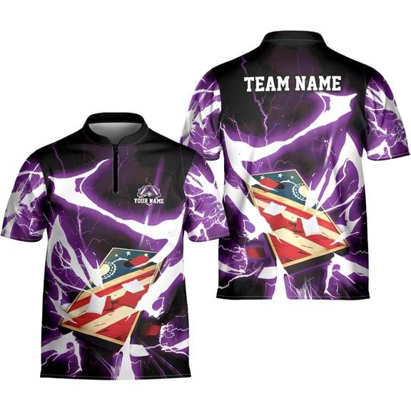 Personalized Cornhole Bowling Jersey Cornhole Shirt 3D Cornhole Player Tshirt for Team Funny Cornhole Gift Men Women (Purple, 3XL)