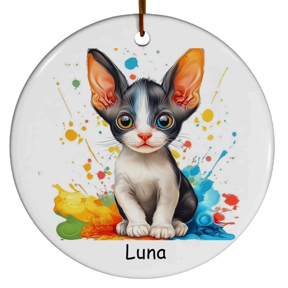 Personalized Cornish Rex Cat Christmas Ornament, Customized Ornament with Cat Name, Christmas Ornament, Gift for Mother's day, Father's day, Christmas, Birthday, Gift for Cat Lover