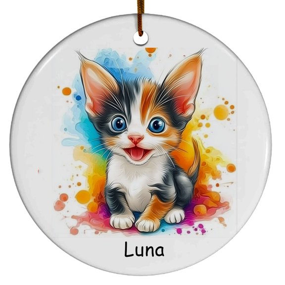 Personalized Cornish Rex Cat Christmas Ornament, Customized Ornament with Cat Name, Christmas Ornament, Gift for Mother's day, Father's day, Christmas, Birthday, Gift for Cat Lover